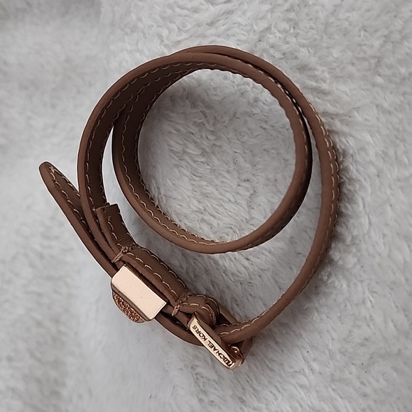 Michael Kors Leather Rose Gold Double Wrap Bracelet - Picture 2 of 11